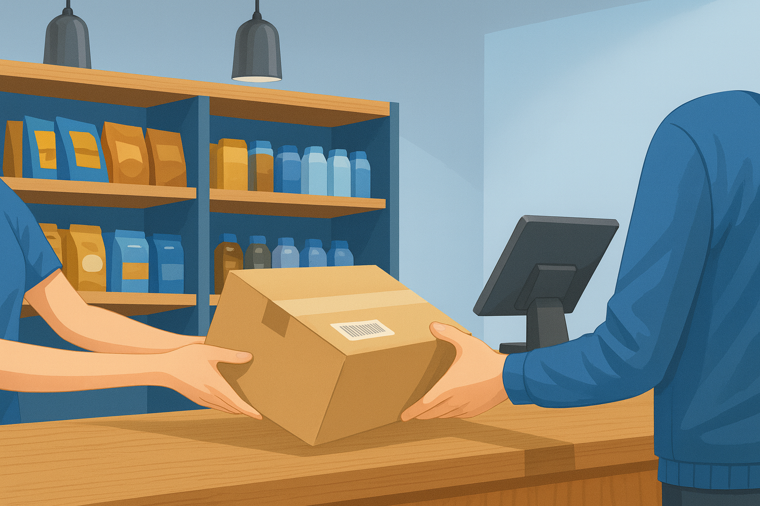 Paketübergabe im Shop als Amazon Counter